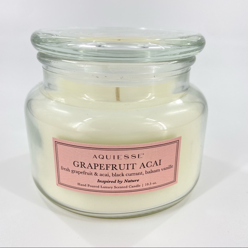 AQUIESSE Grapefruit Acai Luxury Scented Glass Jar Candle 10.5 Ounce NEW